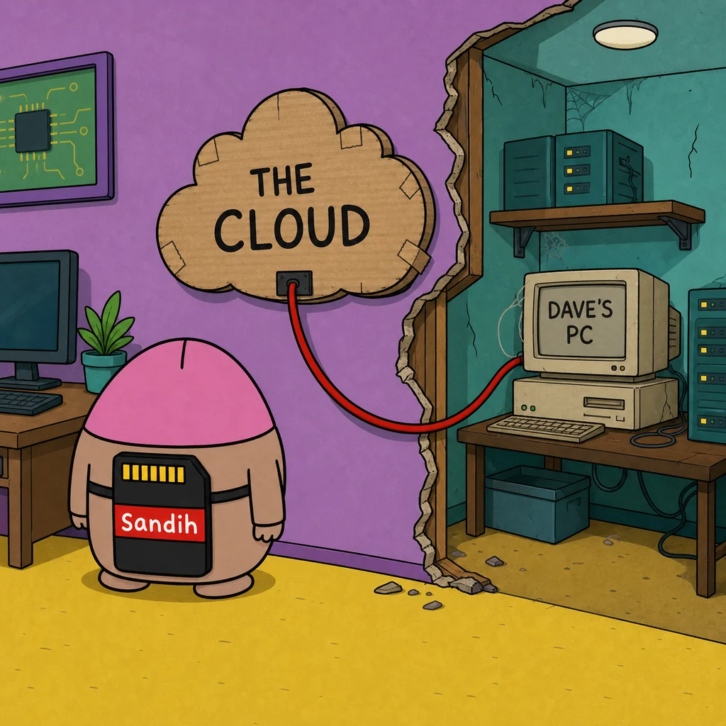 The cloud is Dave: the cloud is just dave's pc.